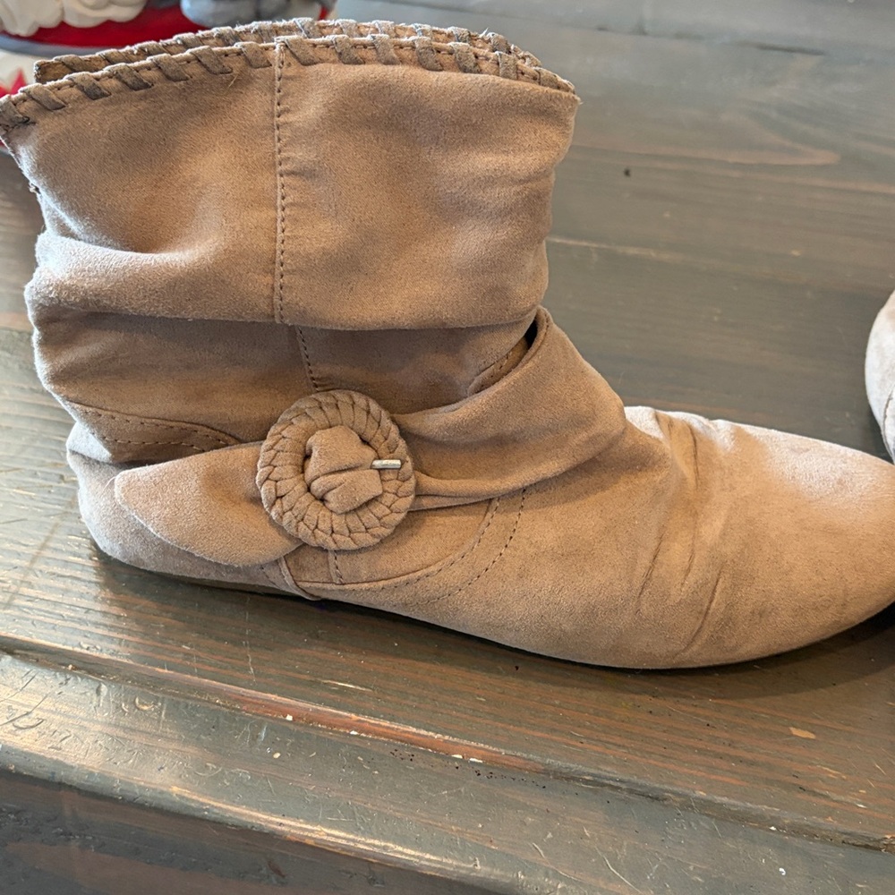 Report Tan Ankle Boots with Buckle Detail